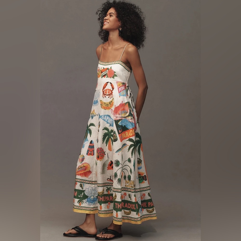ALÉMAIS Paradiso Linen Midi Dress